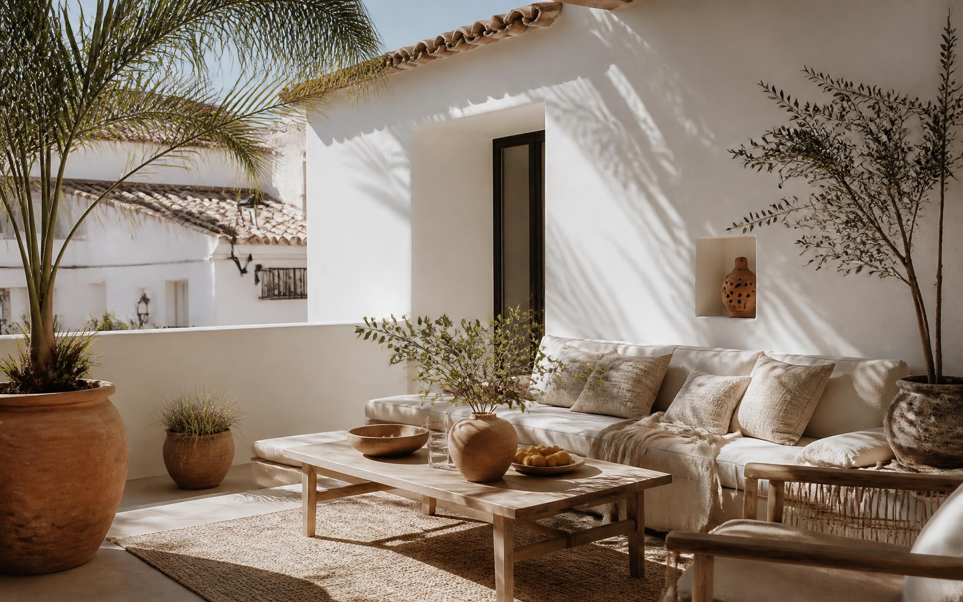Terrace of a boutique townhouse in Estepona old town
